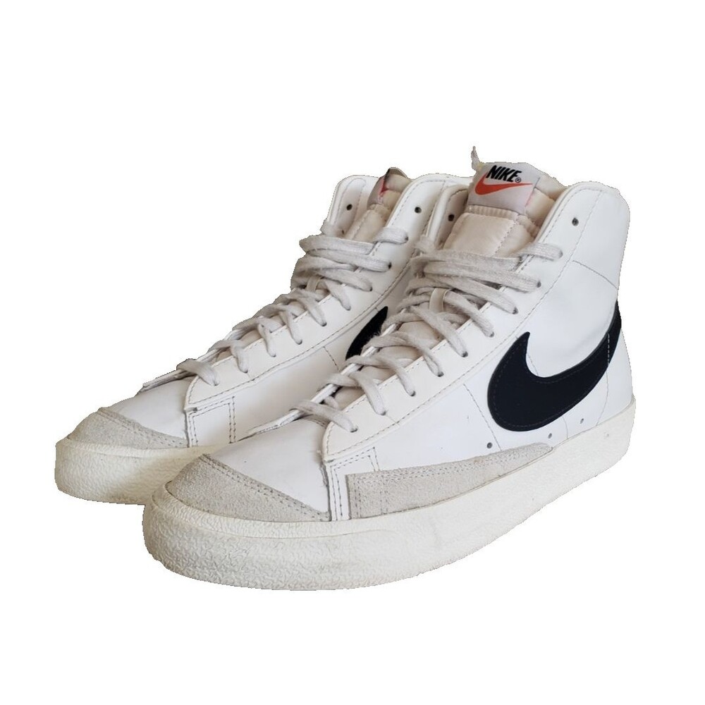 Nike Blazer Mid 77 Vintage Shoes Men's Size 10 White Black Leather BQ6806-100